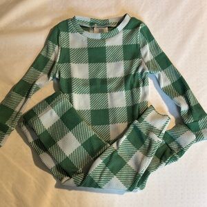 Green and Light Blue Plaid Thermal Long Sleeve PJ set. 2T
